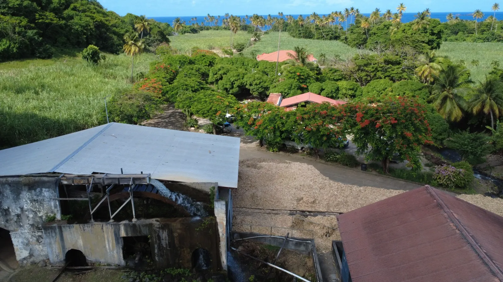 River Antoine Rum Distillery from above